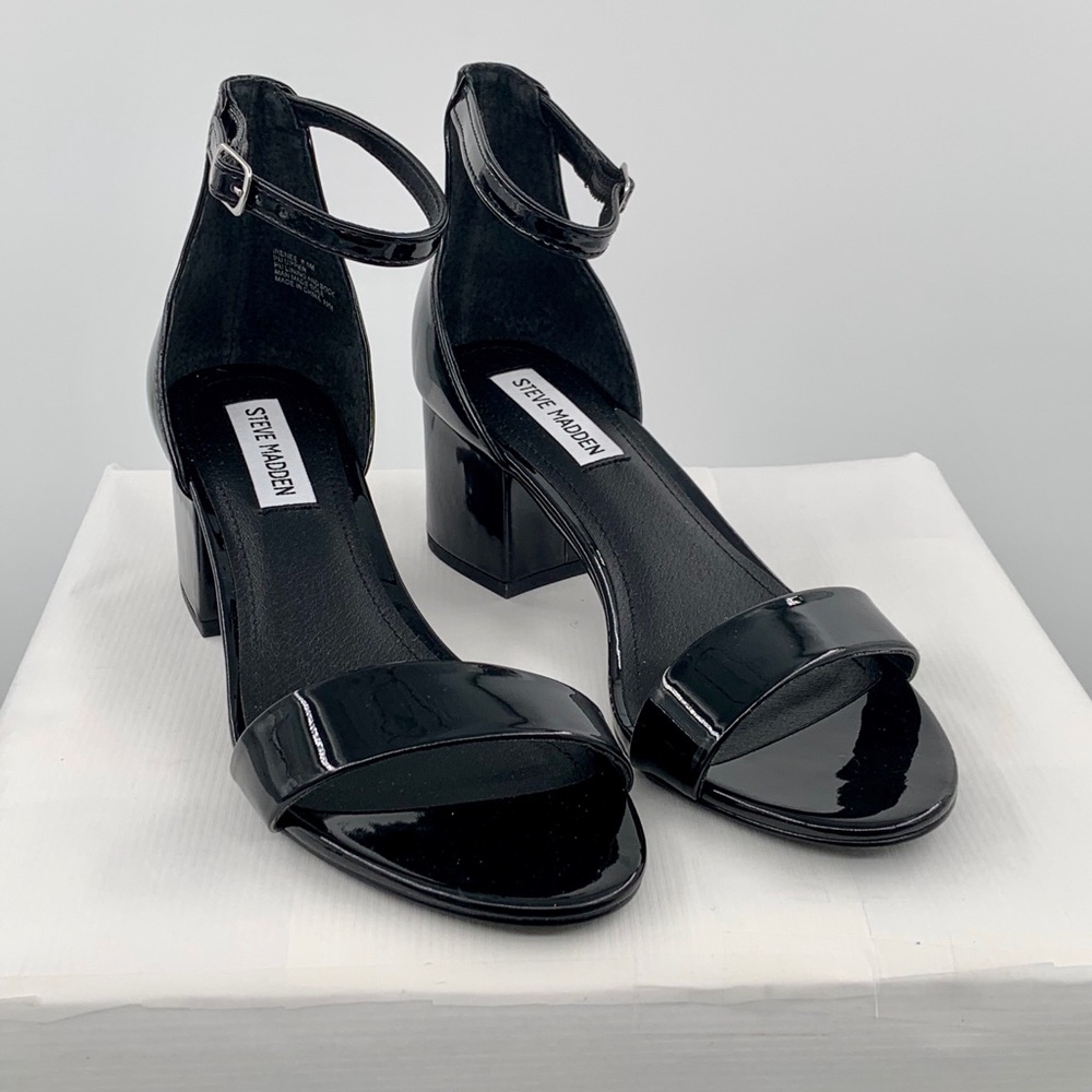 NWT Steve Madden Irene Women’s Black Patent Sandals Shoes